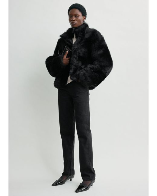 Totême Black Silky Shearling Jacket