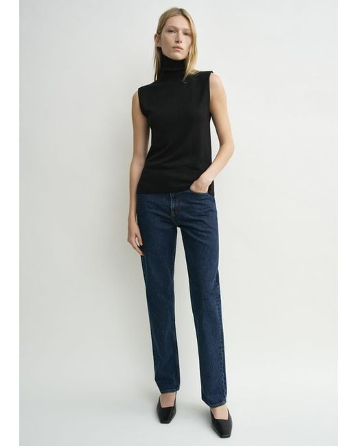 Totême Blue Sleeveless Fine Turtleneck