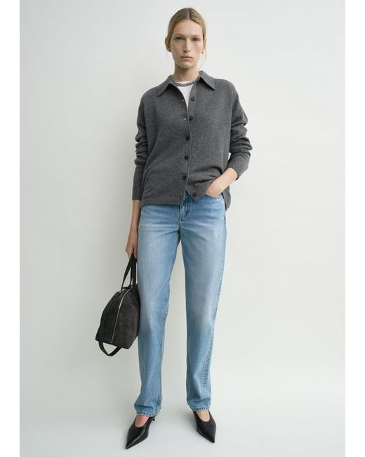 Totême Blue Raglan-Sleeve Cashmere Cardigan Dark