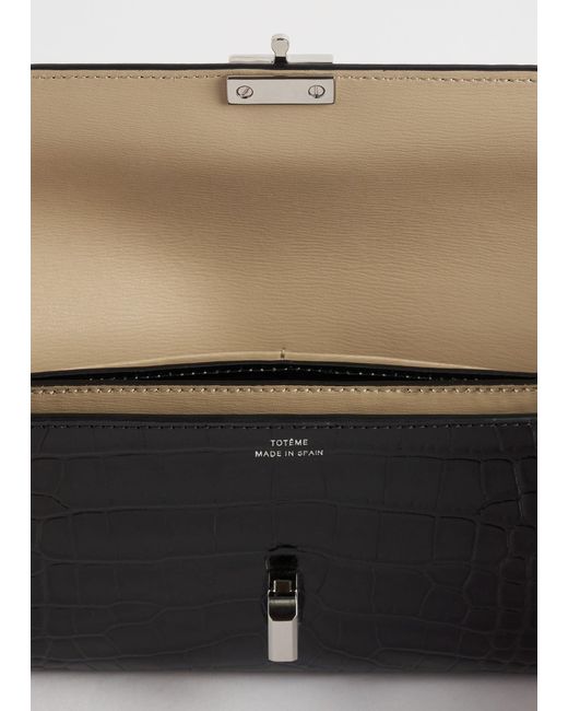 Totême  Black T-Lock Croco-Embossed Wallet
