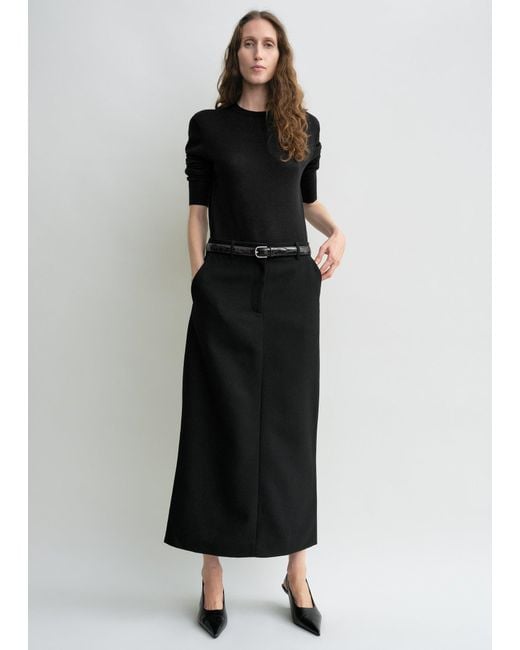Totême Black Low-Waist Straight Skirt