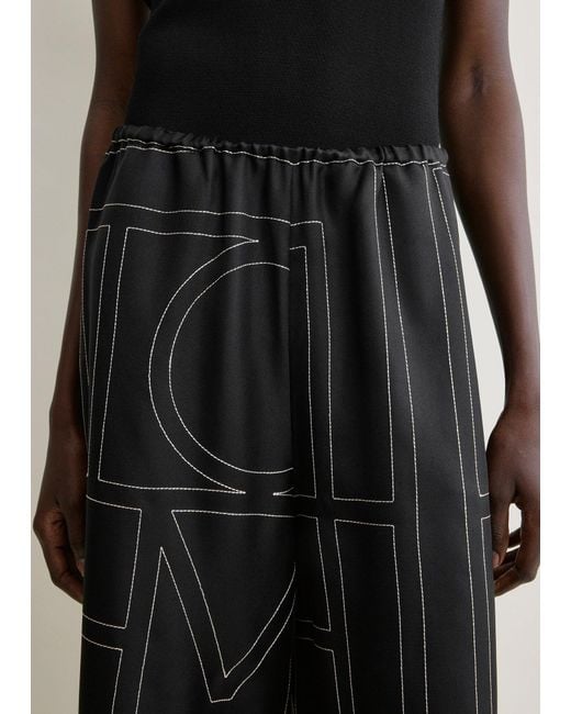 Totême Black Monogram Silk Pj Culottes