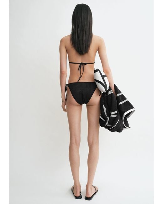 Totême Black Monogram Pointelle Bikini Top