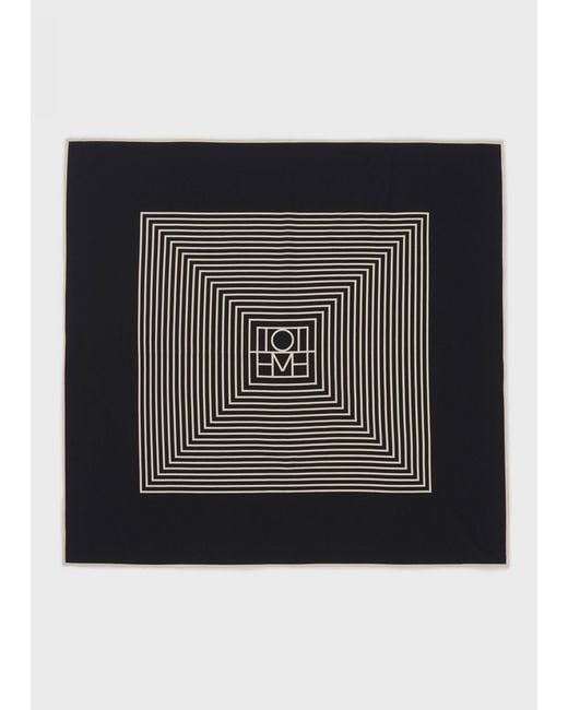 Totême Black Centered Monogram Silk Scarf