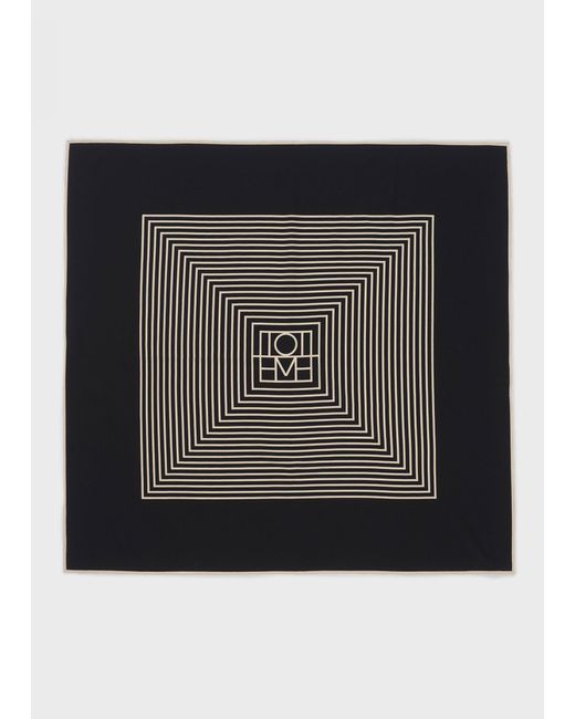 Totême Black Centered Monogram Silk Scarf