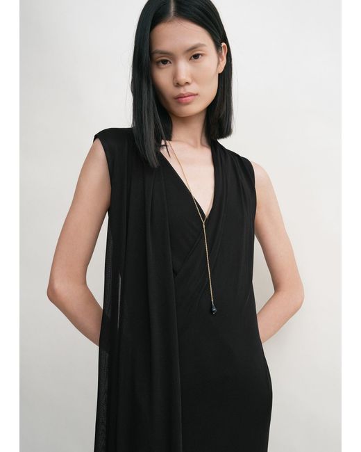 Totême Black Overlapped Scarf Dress