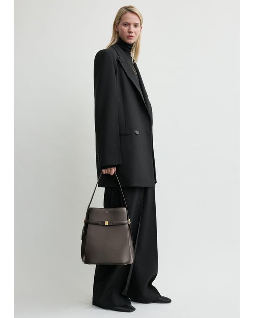 Totême  Black Belted Leather Bucket Bag