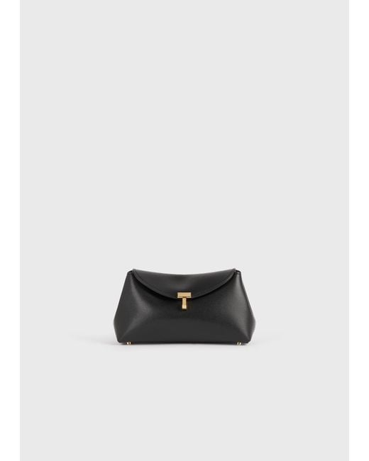Totême White Mini T-Lock Leather Clutch