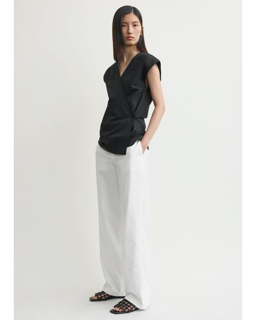 Totême  White Short-Sleeve Wrap Blouse