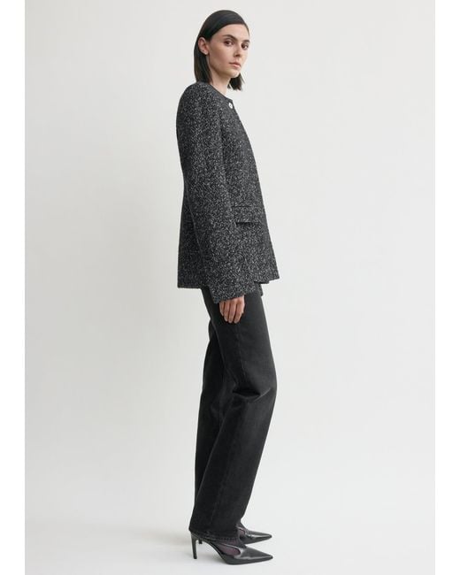 Totême  Gray Collarless Cinched Jacket