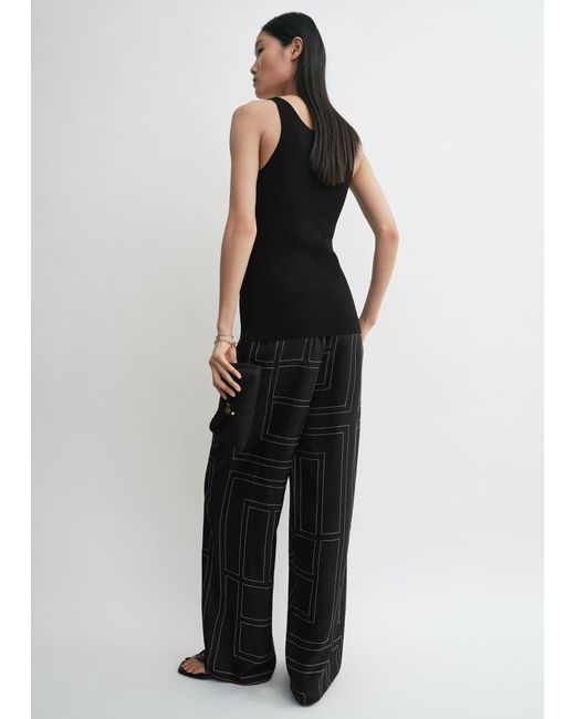Totême Black Monogram Silk Pj Bottoms