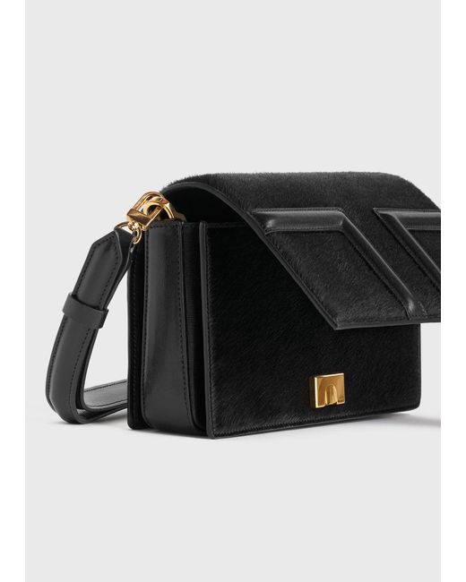 Totême Black Mini T-Flap Pony Hair Bag