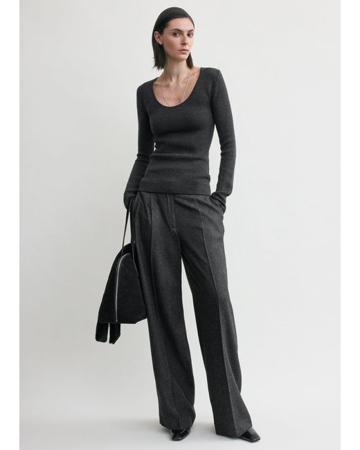 Totême Multicolor Compact Knit Top Charcoal