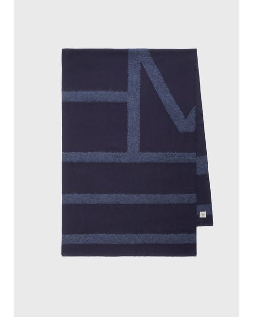 Totême Blue Monogram Twill Scarf
