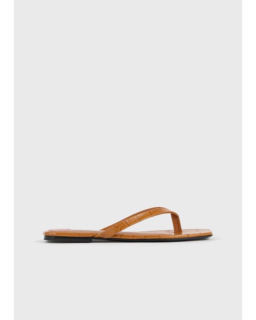 Totême White Croco-Embossed Flip Flops