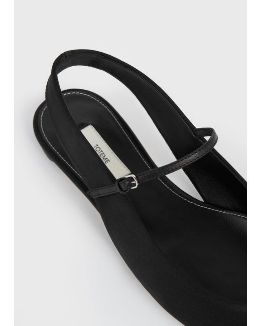 Totême White Slingback Satin Mary Janes