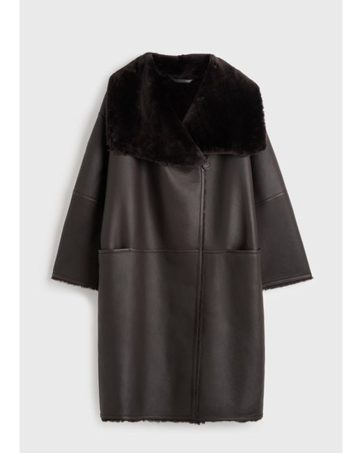 Totême  Black Shearling Wrap Coat