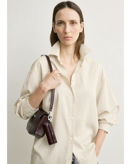 Totême White Lizard-Embossed Lipstick Case