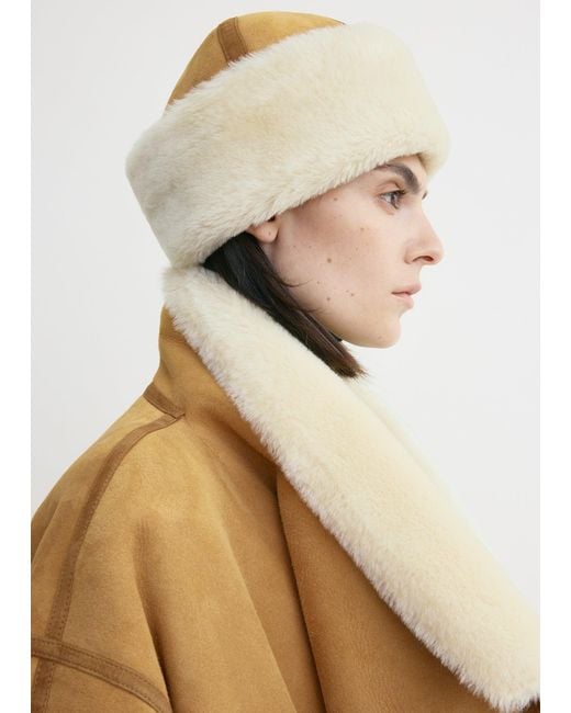 Totême  White Shearling Winter Hat