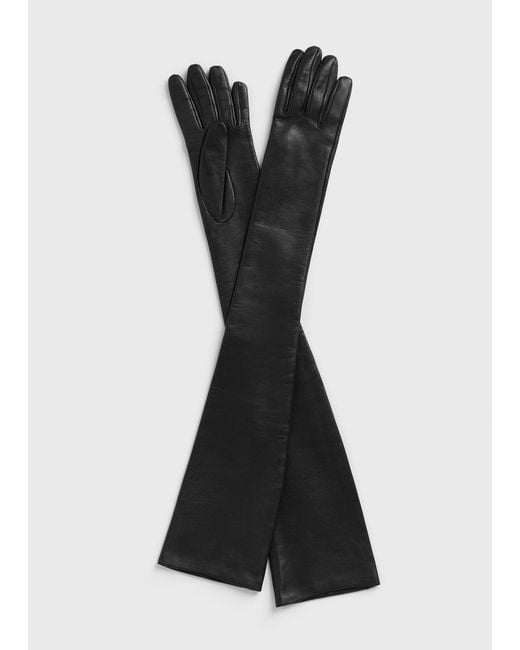 Totême Black Extra-Long Leather Gloves