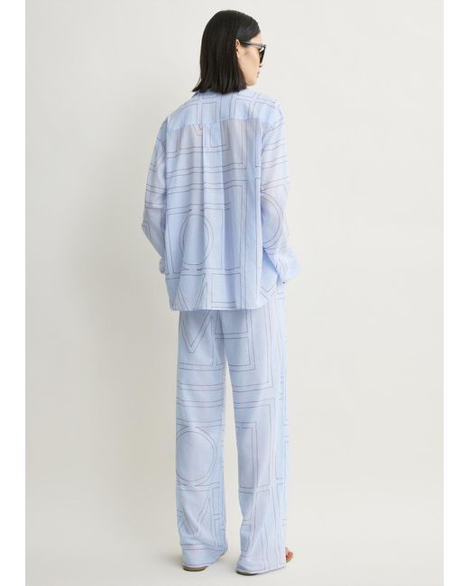 Totême  Blue Monogram Cotton-Blend Pj Top