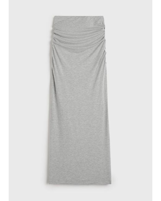 Totême White Draped Jersey Skirt Pale Mélange