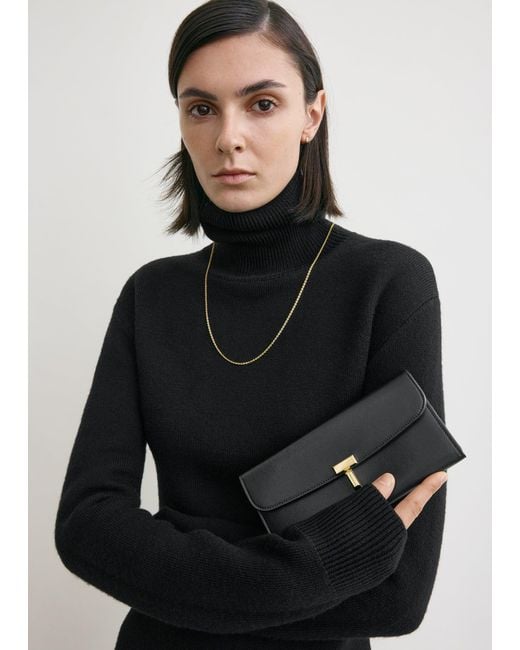 Totême  Black T-Lock Leather Wallet