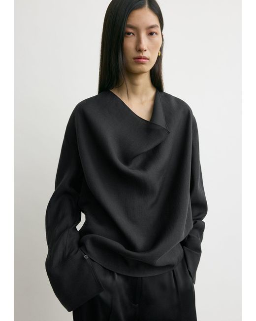 Totême Black Cowl Blouse