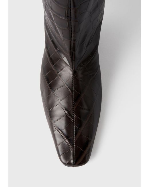 Totême  Black Croco-Embossed Wide Shaft Boots Dark