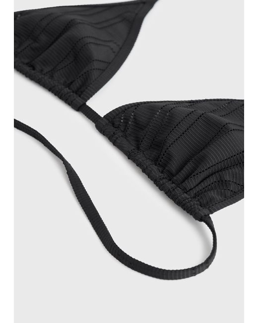 Totême Black Monogram Pointelle Bikini Top