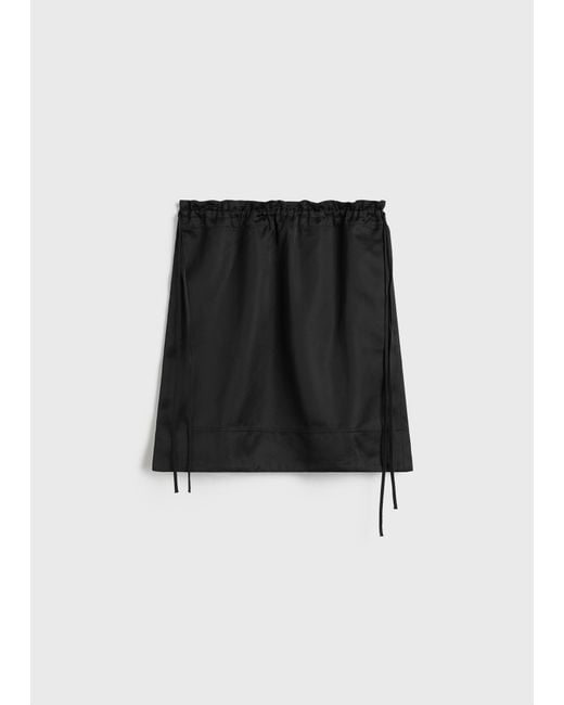 Totême White Drawstring Satin Mini Skirt