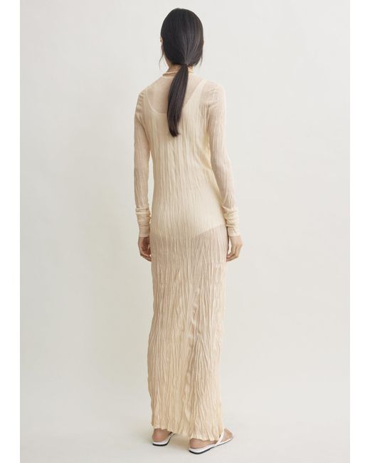 Totême Natural Crinkled Knit Long-Sleeve Dress