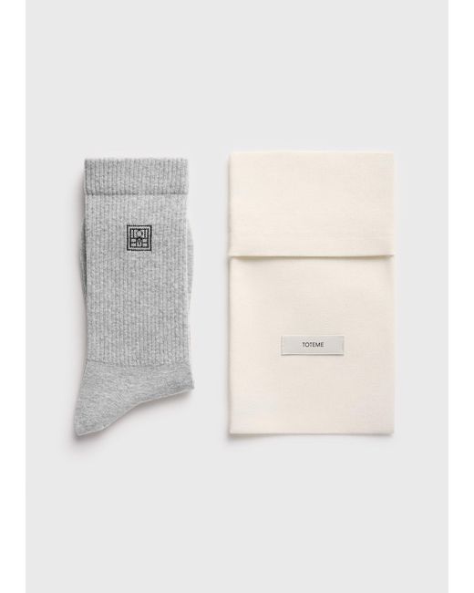 Totême Gray Monogram Socks Light