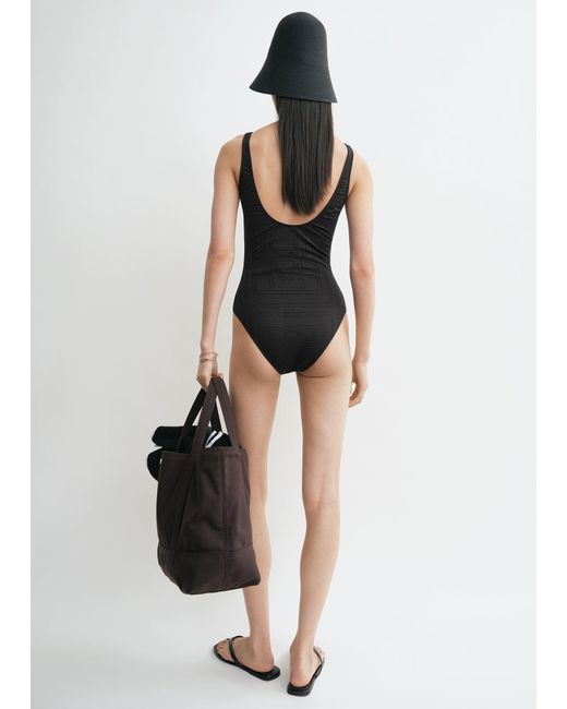 Totême Black Monogram Pointelle Swimsuit