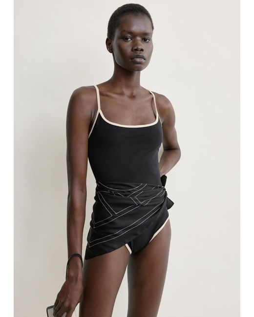 Totême  White Stripe Edge Swimsuit