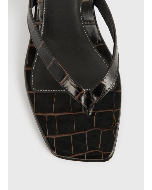Totême White Croco-Embossed Heeled Flip Flops