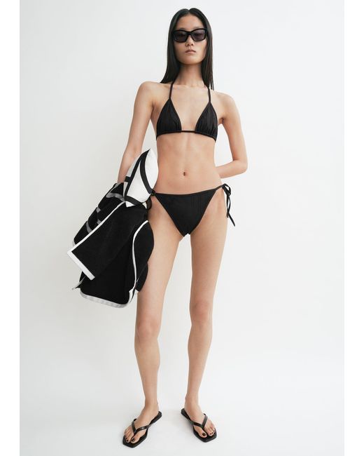 Totême Black Monogram Pointelle Bikini Top