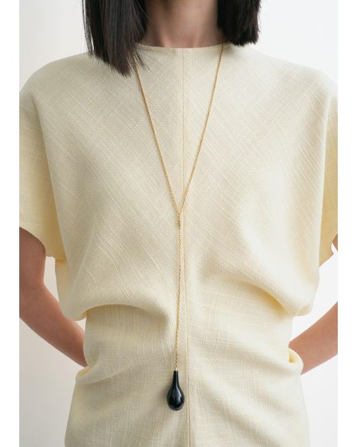 Totême White Slouch Waist Basketweave Top