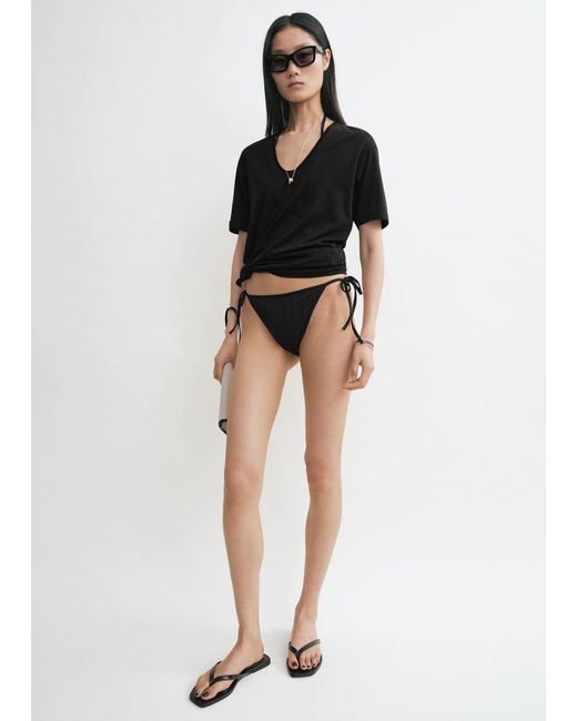 Totême Black Monogram Pointelle Bikini Bottoms