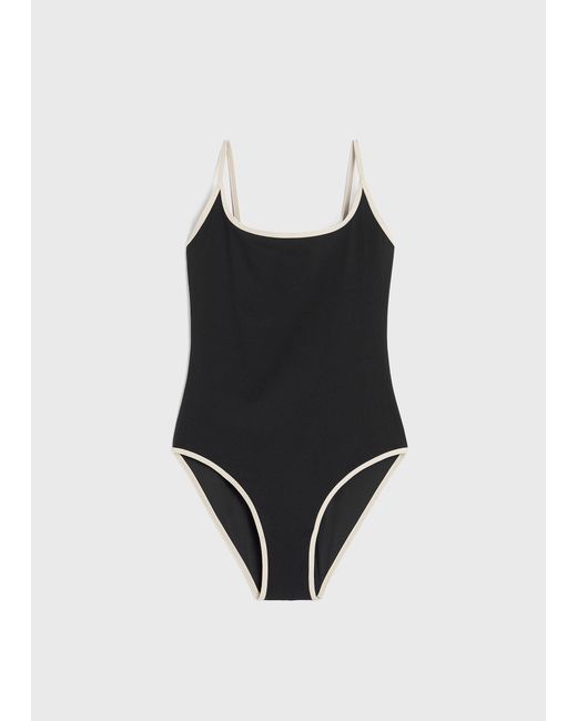 Totême  White Stripe Edge Swimsuit