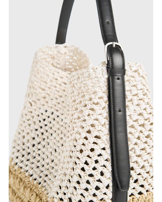 Totême White Medium Belted Paper Raffia Tote Ecru/Vanilla