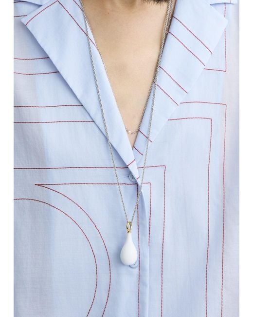 Totême  Blue Monogram Cotton-Blend Pj Top