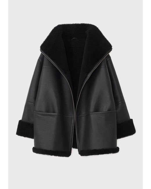 Totême Black Signature Shearling Jacket