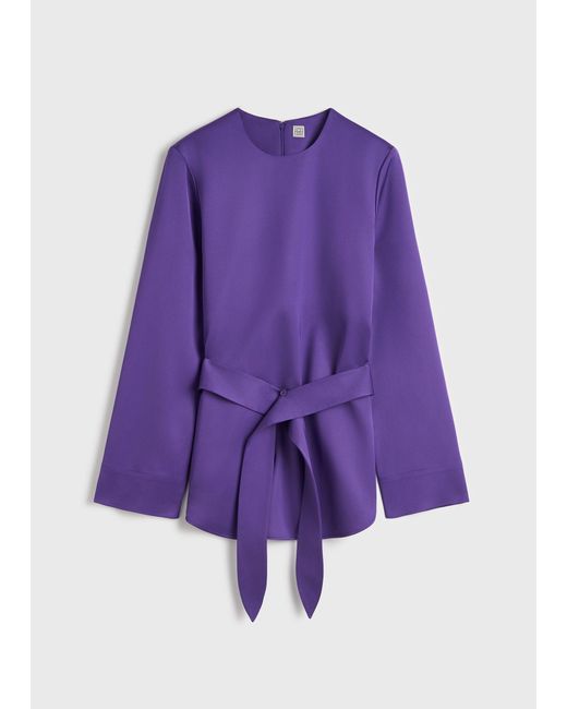 Totême Purple Belted Satin Tunic