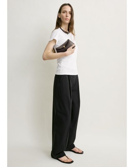 Totême White Mini T-Lock Leather Clutch