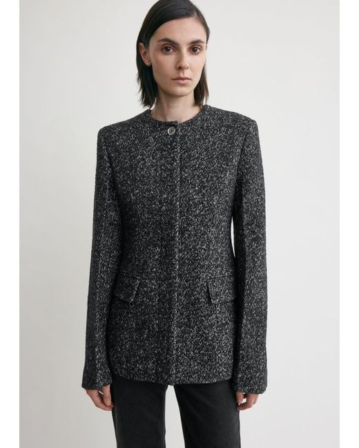 Totême  Gray Collarless Cinched Jacket