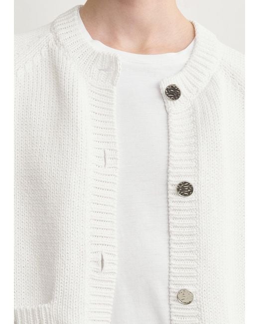 Totême White Hammered Button Cotton Cardigan
