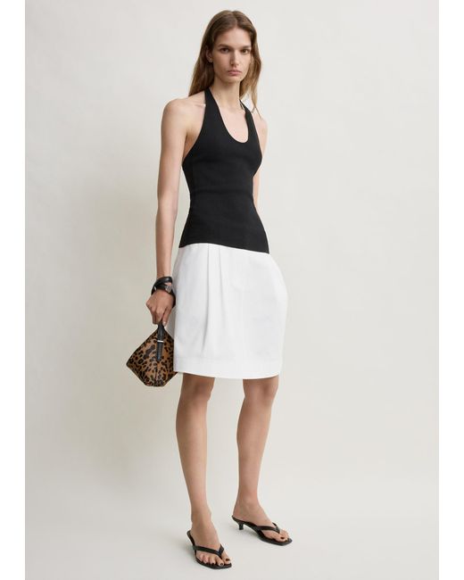 Totême White Compact Knit Halter Top