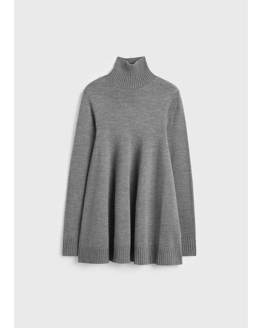 Totême Gray Wool Turtleneck Top