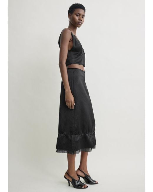 Totême Black Cropped Satin Camisole